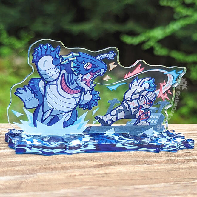 Acrylic standee. Design based on Ultraman Blazar.